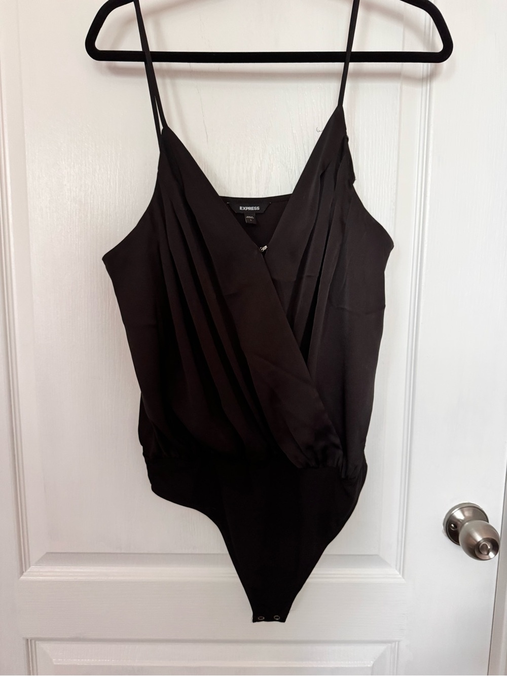Express Black Draped Surplice Bodysuit